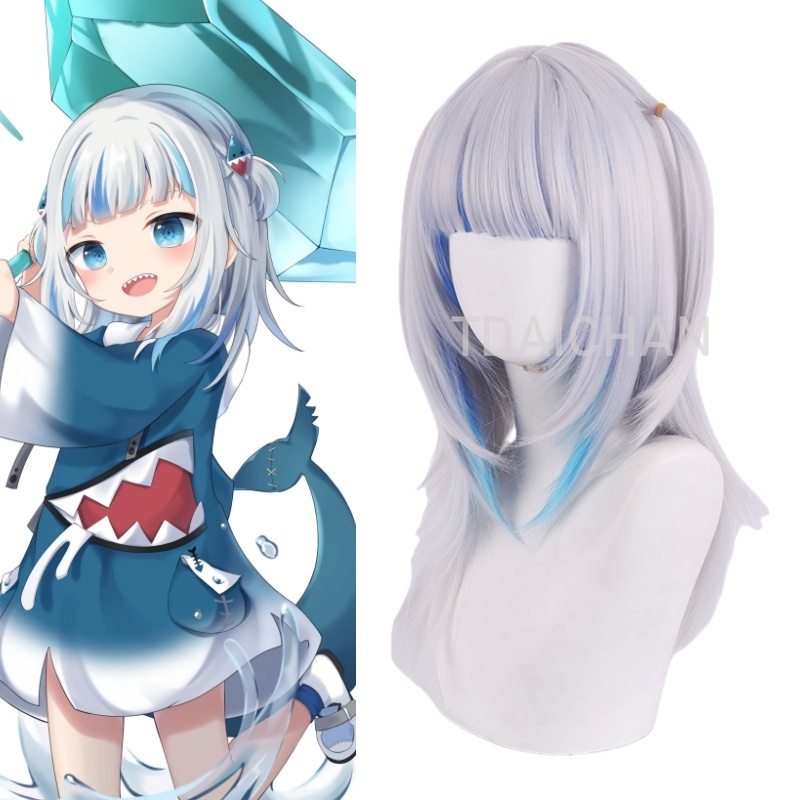 Gaming Accessories Korea - 2025 Gawr Gura Cosplay Peruk Beyaz